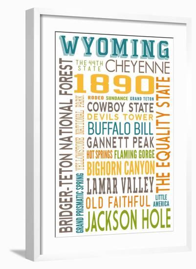 Wyoming - Typography-Lantern Press-Framed Art Print