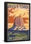 Wyoming, View Of Devil's Tower-null-Framed Poster