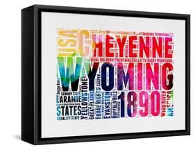 Wyoming Watercolor Word Cloud-NaxArt-Framed Stretched Canvas