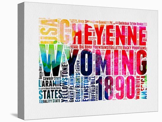 Wyoming Watercolor Word Cloud-NaxArt-Stretched Canvas
