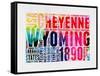 Wyoming Watercolor Word Cloud-NaxArt-Framed Stretched Canvas