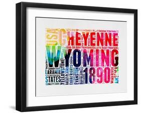 Wyoming Watercolor Word Cloud-NaxArt-Framed Art Print