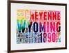 Wyoming Watercolor Word Cloud-NaxArt-Framed Art Print