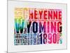 Wyoming Watercolor Word Cloud-NaxArt-Mounted Art Print