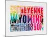 Wyoming Watercolor Word Cloud-NaxArt-Mounted Art Print