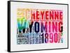 Wyoming Watercolor Word Cloud-NaxArt-Framed Stretched Canvas