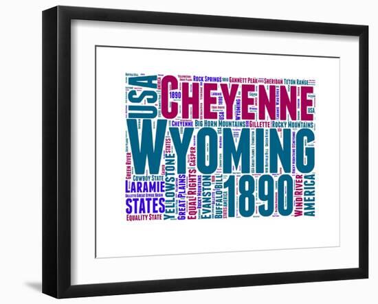 Wyoming Word Cloud Map-NaxArt-Framed Art Print