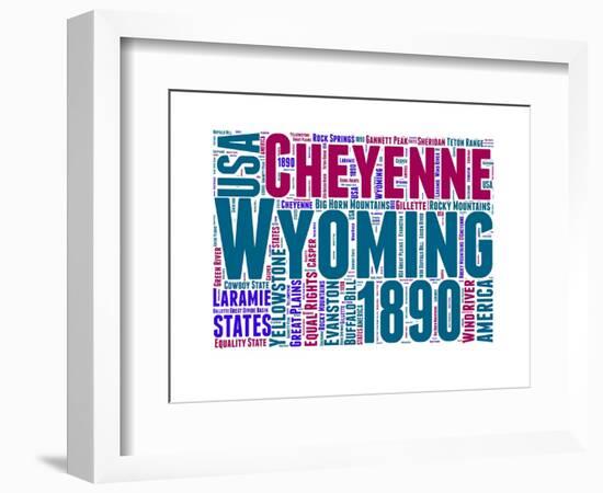 Wyoming Word Cloud Map-NaxArt-Framed Art Print