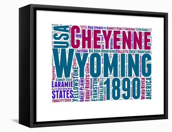 Wyoming Word Cloud Map-NaxArt-Framed Stretched Canvas