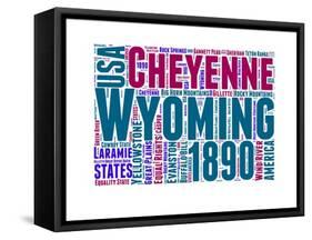 Wyoming Word Cloud Map-NaxArt-Framed Stretched Canvas