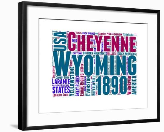 Wyoming Word Cloud Map-NaxArt-Framed Art Print