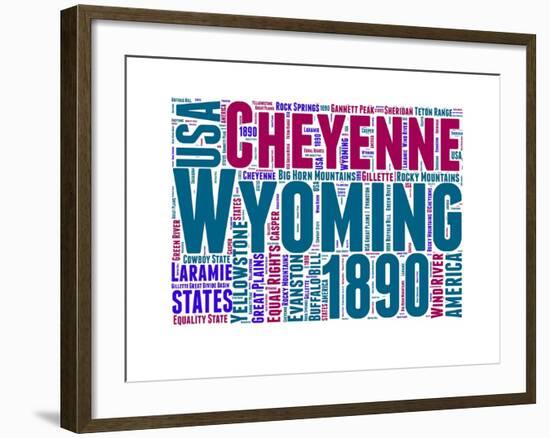 Wyoming Word Cloud Map-NaxArt-Framed Art Print