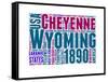 Wyoming Word Cloud Map-NaxArt-Framed Stretched Canvas