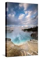 Wyoming, Yellowstone National Park. Clouds and Steam Converging at Excelsior Geyser-Judith Zimmerman-Stretched Canvas