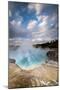 Wyoming, Yellowstone National Park. Clouds and Steam Converging at Excelsior Geyser-Judith Zimmerman-Mounted Photographic Print