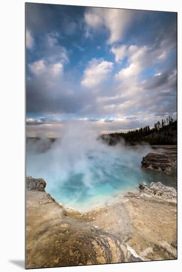 Wyoming, Yellowstone National Park. Clouds and Steam Converging at Excelsior Geyser-Judith Zimmerman-Mounted Premium Photographic Print