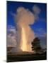 Wyoming, Yellowstone National Park, Old Faithful, Steam and Water Erupting from Thermal Pool-null-Mounted Photographic Print