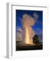 Wyoming, Yellowstone National Park, Old Faithful, Steam and Water Erupting from Thermal Pool-null-Framed Photographic Print