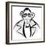 Wystan Hugh Auden - black and white caricature-Neale Osborne-Framed Giclee Print