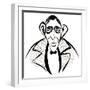 Wystan Hugh Auden - black and white caricature-Neale Osborne-Framed Giclee Print