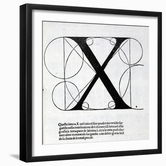 X, Illustration from 'Divina Proportione' by Luca Pacioli (C.1445-1517), Originally Pub. Venice,…-Leonardo da Vinci-Framed Giclee Print