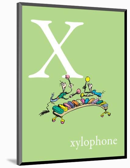X is for Xylophone (green)-Theodor (Dr. Seuss) Geisel-Mounted Art Print