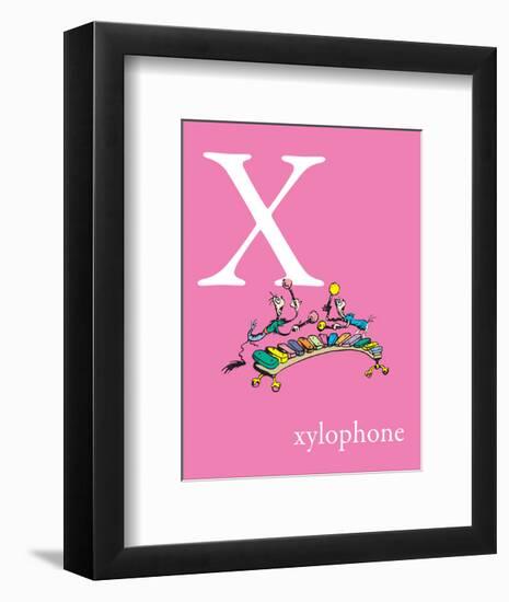 X is for Xylophone (pink)-Theodor (Dr. Seuss) Geisel-Framed Art Print