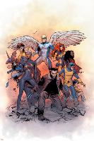 X-Men: Gold #1 Cover: Lockheed, Shadowcat, Storm, Angel, Grey, Jean, Bishop, Cyclops, Jubilee-Olivier Coipel-Lamina Framed Poster