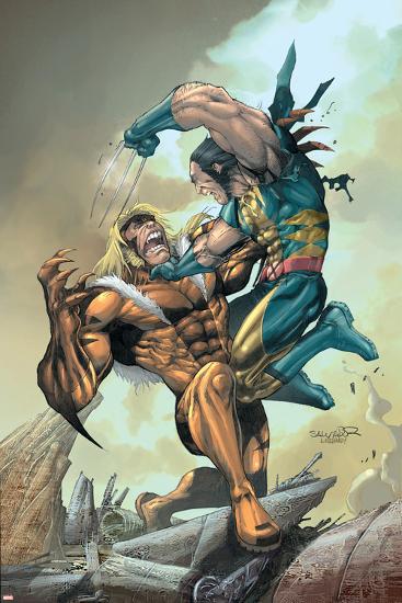 X-Men No.164 Cover: Wolverine and Sabretooth-Salvador Larroca-Lamina Framed Poster