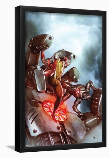 X-Men No.22 Cover: Colossus and War Machine Fighting-Adi Granov-Framed Poster