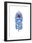 X-Ray Image of Internal Organs with Heart Highlighted in Red-null-Framed Art Print