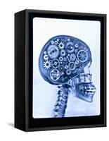 X-ray of skull with gears-Thom Lang-Framed Stretched Canvas