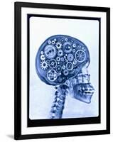 X-ray of skull with gears-Thom Lang-Framed Premium Photographic Print