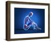 X-Ray View of a Woman Sitting on Floor with Skeletal Bones Superimposed-null-Framed Art Print