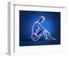 X-Ray View of a Woman Sitting on Floor with Skeletal Bones Superimposed-null-Framed Art Print