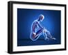 X-Ray View of a Woman Sitting on Floor with Skeletal Bones Superimposed-null-Framed Art Print