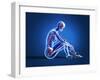 X-Ray View of a Woman Sitting on Floor with Skeletal Bones Superimposed-null-Framed Art Print