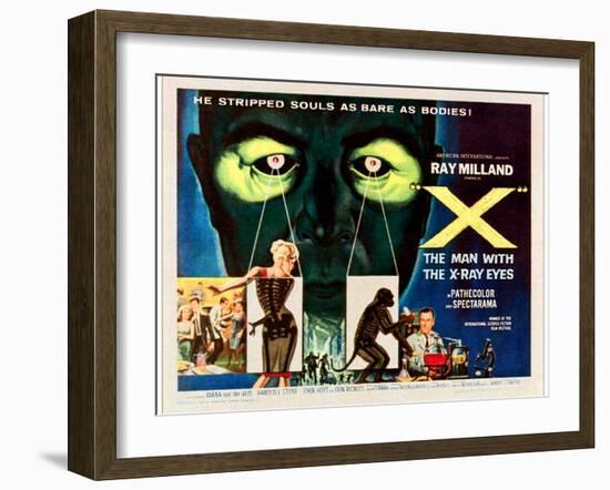 X-The Man With the X-Ray Eyes, Bottom Right: Ray Milland, 1963-null-Framed Art Print