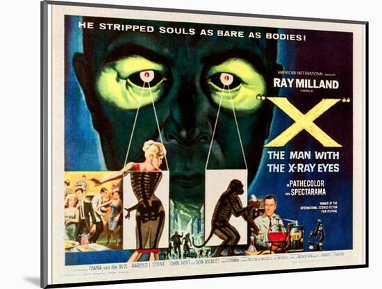 X-The Man With the X-Ray Eyes, Bottom Right: Ray Milland, 1963-null-Mounted Art Print