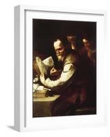 Xanthippe Pouring Water onto Socrates' Neck-Luca Giordano-Framed Giclee Print