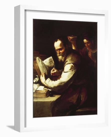 Xanthippe Pouring Water onto Socrates' Neck-Luca Giordano-Framed Giclee Print