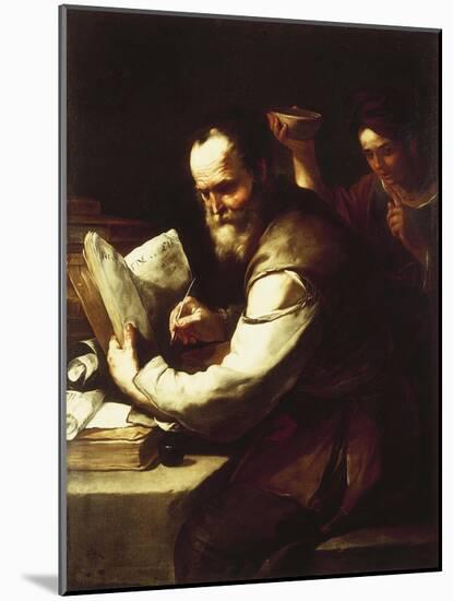 Xanthippe Pouring Water onto Socrates' Neck-Luca Giordano-Mounted Giclee Print