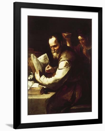 Xanthippe Pouring Water onto Socrates' Neck-Luca Giordano-Framed Giclee Print