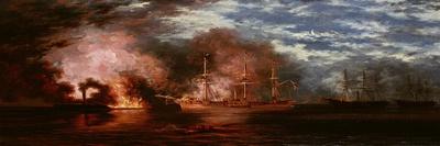 U.S.S. Kearsarge Sinking the Alabama-Xanthus Russell Smith-Mounted Giclee Print