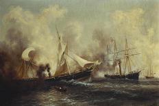 U.S.S. Kearsarge Sinking the Alabama-Xanthus Russell Smith-Mounted Giclee Print