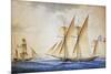 Xebec and French Bombarding, Watercolor, 19th Century-null-Mounted Giclee Print