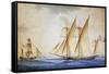 Xebec and French Bombarding, Watercolor, 19th Century-null-Framed Stretched Canvas