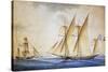 Xebec and French Bombarding, Watercolor, 19th Century-null-Stretched Canvas