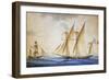 Xebec and French Bombarding, Watercolor, 19th Century-null-Framed Giclee Print