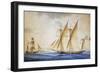 Xebec and French Bombarding, Watercolor, 19th Century-null-Framed Giclee Print